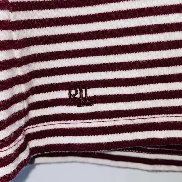 Lauren Ralph Lauren Blouse Size XL Purple Striped Shoelace Tie Front Womens - Picture 7 of 7